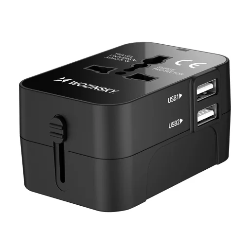 Wozinsky WUTWC utazó adapter univerzális 24W EU / US / AUS / UK / 2x USB-A - fekete - 3