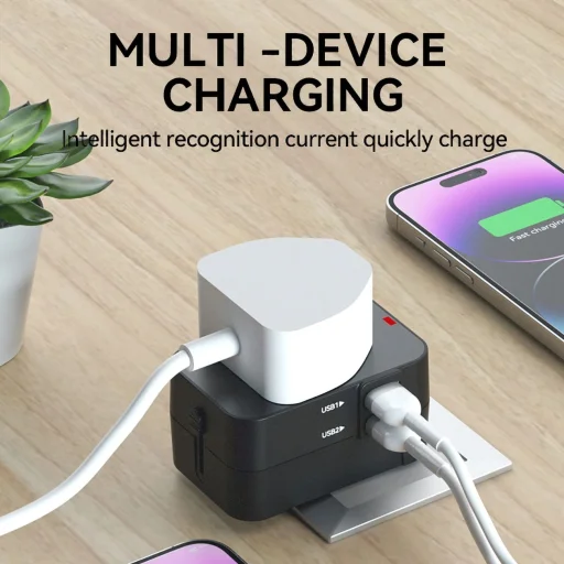 Wozinsky WUTWC utazó adapter univerzális 24W EU / US / AUS / UK / 2x USB-A - fekete - 9