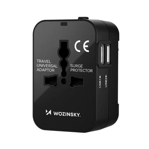 Wozinsky WUTWC utazó adapter univerzális 24W EU / US / AUS / UK / 2x USB-A - fekete - 1