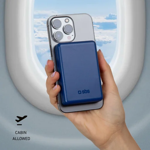 5000 mAh vezeték nélküli mágneses Powerbank Kék - 3