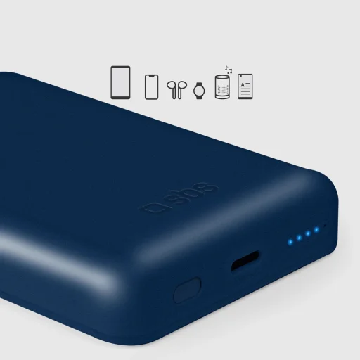 5000 mAh vezeték nélküli mágneses Powerbank Kék - 10