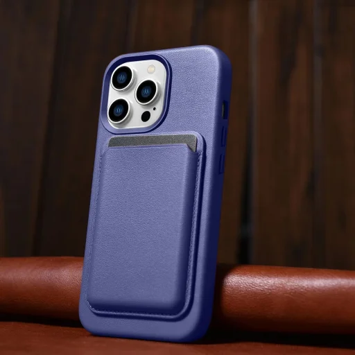 iCarer bőrtok eredeti bőrből iPhone 14 Pro Max világoslila (WMI14220708-LP) (MagSafe kompatibilis) tok - 15