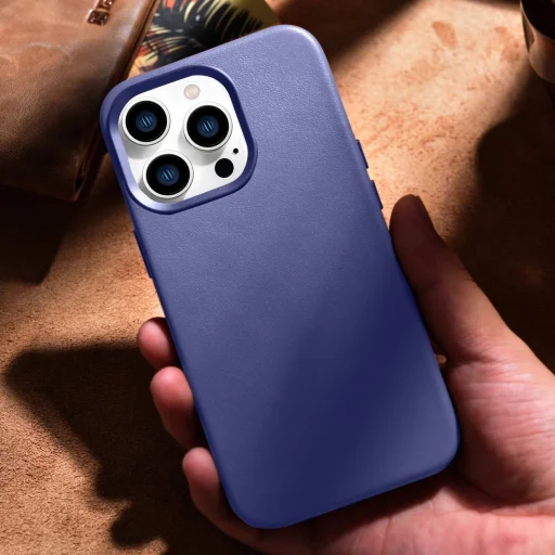 iCarer bőrtok eredeti bőrből iPhone 14 Pro Max világoslila (WMI14220708-LP) (MagSafe kompatibilis) tok - 17