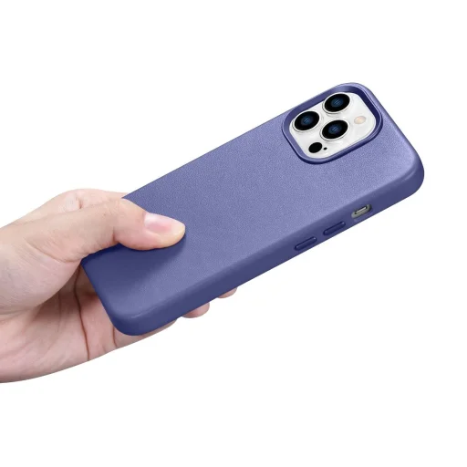 iCarer bőrtok eredeti bőrből iPhone 14 Pro Max világoslila (WMI14220708-LP) (MagSafe kompatibilis) tok - 20