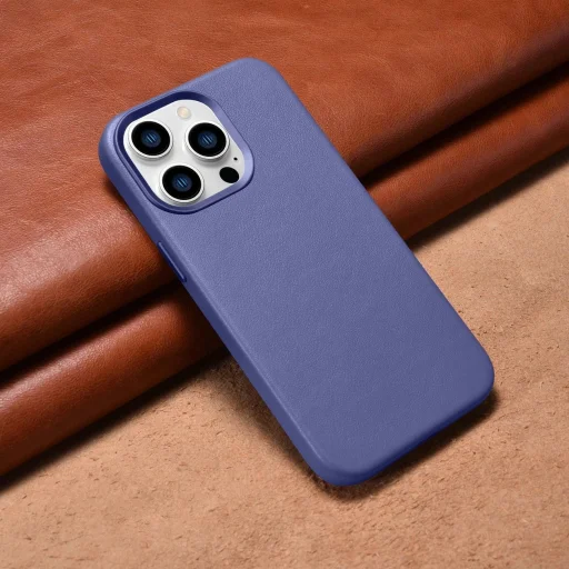 iCarer bőrtok eredeti bőrből iPhone 14 Pro Max világoslila (WMI14220708-LP) (MagSafe kompatibilis) tok - 13