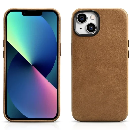 iCarer Oil Wax Prémium Bőr tok iPhone 14 Plus Mágneses Bőrtok MagSafe barna (WMI14220703-TN) tok - 16