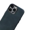 iCarer Oil Wax Prémium Bőrtok iPhone 14 Pro Max mágneses bőrtok MagSafe-fel sötétkék tok thumbnail