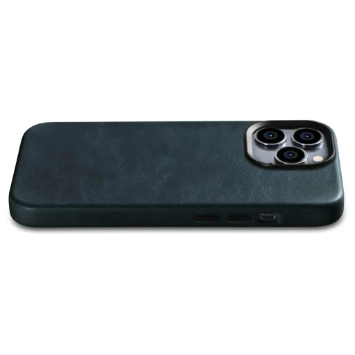 iCarer Oil Wax Prémium Bőrtok iPhone 14 Pro Max mágneses bőrtok MagSafe-fel sötétkék tok - 12