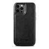 iCarer Leather Oil Wax tok, természetes bőrrel bevonva iPhone 12 Pro Max-hoz fekete (ALI1206-BK) tok