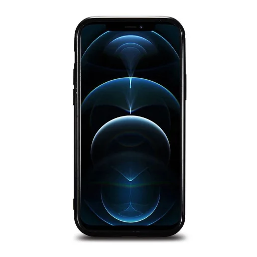 iCarer Leather Oil Wax tok, természetes bőrrel bevonva iPhone 12 Pro Max-hoz fekete (ALI1206-BK) tok - 5