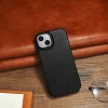 iCarer CE Oil Wax Prémium Bőr Fliptok iPhone 14 Plus MagSafe Fekete tok thumbnail