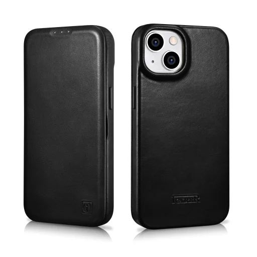 iCarer CE Oil Wax Prémium Bőr Fliptok iPhone 14 Plus MagSafe Fekete tok - 32