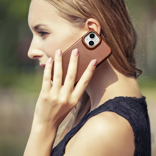 iCarer CE Oil Wax Prémium Bőr Fliptok iPhone 14 Plus mágneses tok MagSafe barna (AKI14220707-BN) tok - 30