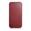 iCarer CE Oil Wax Prémium Bőr Fliptok iPhone 14 Plus Mágneses Bőr Fliptok MagSafe Piros tok thumbnail
