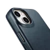 iCarer CE Oil Wax Premium bőr fliptok iPhone 14 Plus mágneses fliptok MagSafe kék (AKI14220707-BU) tok thumbnail