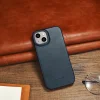 iCarer CE Oil Wax Premium bőr fliptok iPhone 14 Plus mágneses fliptok MagSafe kék (AKI14220707-BU) tok thumbnail