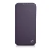 iCarer CE Prémium Bőrből Készült Fliptok iPhone 14 Plus Mágneses Fliptok MagSafe Sötétlila (WMI14220715-DP) tok thumbnail