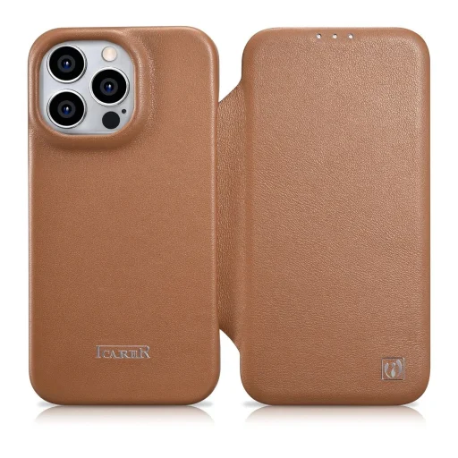 iCarer CE Premium Leather Folio tok iPhone 14 Pro Max Magnetic Flip Leather Folio tok MagSafe Barna (WMI14220716-BN) - 1