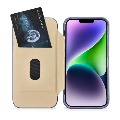 iCarer CE Prémium Bőr Folio tok iPhone 14 Plus Mágneses Flip Bőr Folio Fliptok MagSafe Világos Lila (WMI14220715-LP) - 20