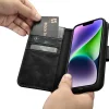 iCarer Oil Wax Pénztárcás Tok 2 az 1-ben iPhone 14 Plus Anti-RFID Bőr Fliptok Fekete tok thumbnail
