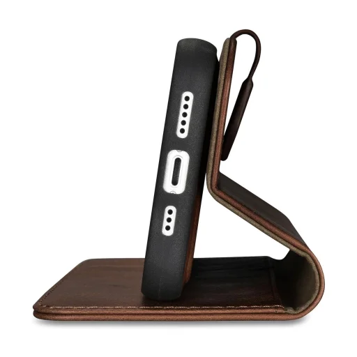 iCarer Oil Wax Wallet 2 az 1-ben Bőr Fliptok iPhone 14 Anti-RFID Barna (WMI14220721-BN) tok - 6