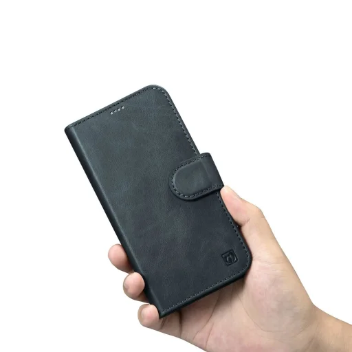iCarer Oil Wax Wallet 2 az 1-ben iPhone 14 Plus bőr fliptok kék (WMI14220723-BU) tok - 12