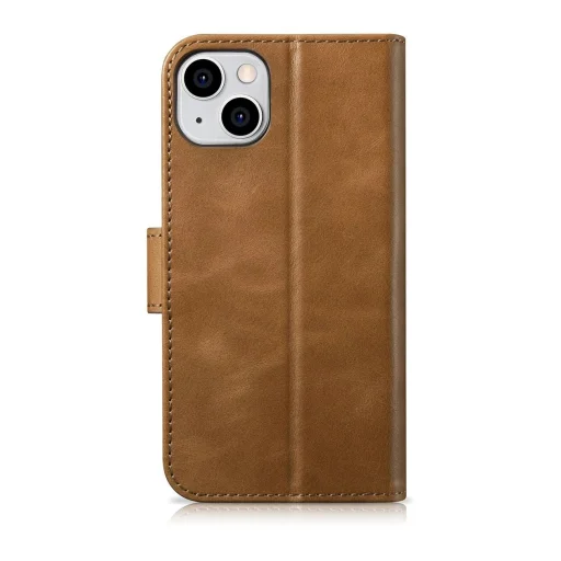iCarer Oil Wax Wallet Fliptok 2in1 iPhone 14 bőrtok Anti-RFID barna (WMI14220721-TN) tok - 13