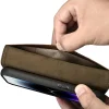 iCarer Oil Wax Wallet 2az1-ben iPhone 14 Pro RFID védett bőr fliptok Barna tok thumbnail