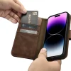 iCarer Oil Wax Wallet 2az1-ben iPhone 14 Pro RFID védett bőr fliptok Barna tok thumbnail