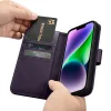 iCarer Wallet 2in1 tok iPhone 14 bőr fliptok Anti-RFID Sötét lila (WMI14220725-DP) thumbnail