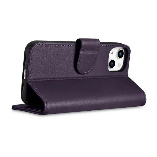 iCarer Wallet 2in1 tok iPhone 14 bőr fliptok Anti-RFID Sötét lila (WMI14220725-DP) - 8