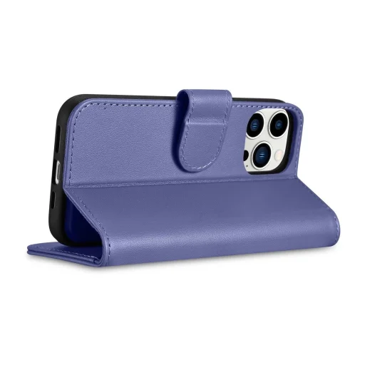 iCarer Wallet Case 2in1 Bőr Fliptok iPhone 14 Pro Max, bőr, Anti-RFID, Világos lila tok - 8