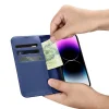 iCarer Wallet Case 2in1 bőrtok iPhone 14 Pro fliptok Anti-RFID kék (WMI14220726-BU) tok thumbnail