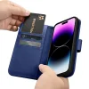 iCarer Wallet Case 2in1 bőrtok iPhone 14 Pro fliptok Anti-RFID kék (WMI14220726-BU) tok thumbnail