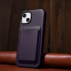 iCarer Bőr Tok iPhone 14 Dark Purple (WMI14220705-DP) (MagSafe Kompatibilis) tok thumbnail