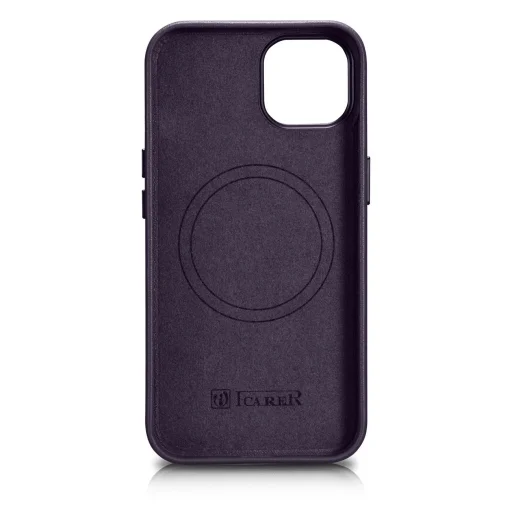 iCarer Bőr Tok iPhone 14 Dark Purple (WMI14220705-DP) (MagSafe Kompatibilis) tok - 3
