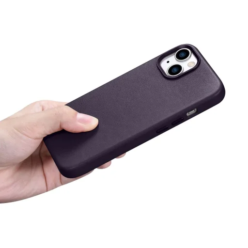 iCarer Bőr Tok iPhone 14 Dark Purple (WMI14220705-DP) (MagSafe Kompatibilis) tok - 21