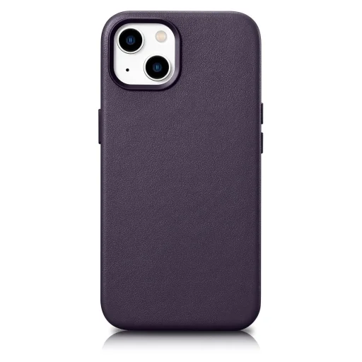 iCarer Bőr Tok iPhone 14 Dark Purple (WMI14220705-DP) (MagSafe Kompatibilis) tok - 1