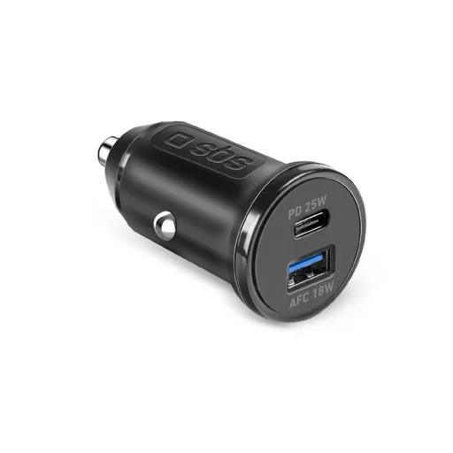 SBS TECRPD25W PD autós töltő 25W USB-A USB-C Power Delivery technológiával - fekete - 1