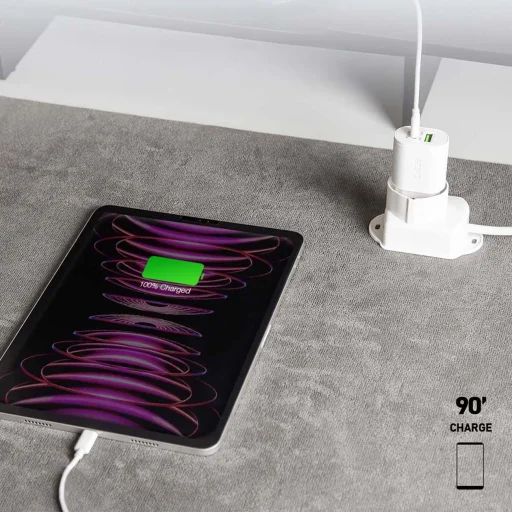 SBS TETRPD20W 20W USB-A USB-C Fali Töltő PD - Fehér - 6