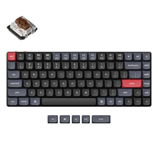 Vezeték nélküli mechanikus billentyűzet Keychron K3 Pro QMK/VIA Fehér háttérvilágítás Barna Kapcsoló (fekete) - 2