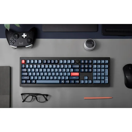 Vezeték nélküli egyedi mechanikus billentyűzet Keychron V6 Max QMK/VIA RGB Gomb Barebone Kapcsoló (fekete) - 2