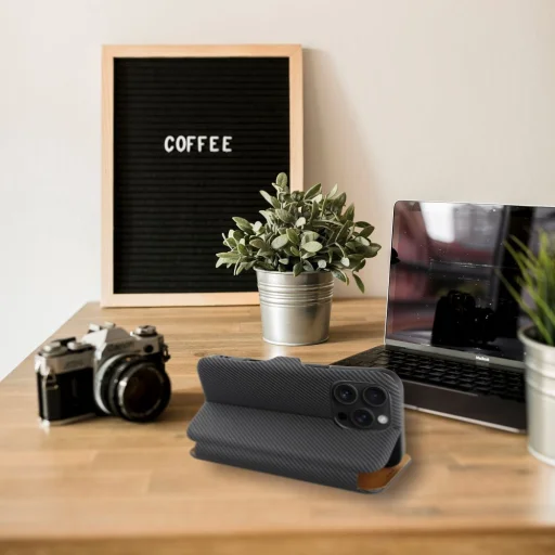 FOLIO oldalsó mágneses fliptok iPhone 16 Plus szürke tok - 6