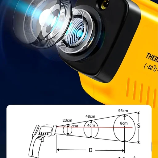 Infravörös lézeres hőmérő (550°C-ig) RC-K-1397 sárga fekete - 12