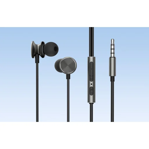 Joyroom Vezetékes Fülhallgató, Fülbe helyezhető fejhallgató távirányítóval és mikrofonnal, 3.5mm Jack, Sötétszürke (JR-EW03) - 6