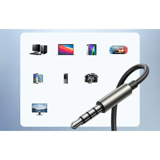 Joyroom Vezetékes Fülhallgató, Fülbe helyezhető fejhallgató távirányítóval és mikrofonnal, 3.5mm Jack, Sötétszürke (JR-EW03) - 8