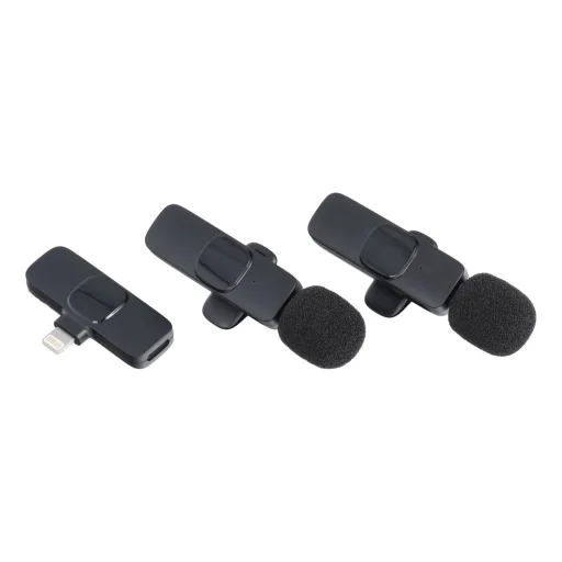Vezeték nélküli lavalier mikrofon Lightning dupla (2 darabos szett) K1 fekete - 3