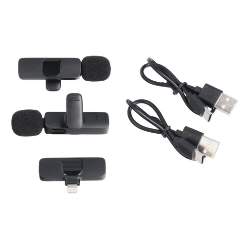Vezeték nélküli lavalier mikrofon Lightning dupla (2 darabos szett) K1 fekete - 4