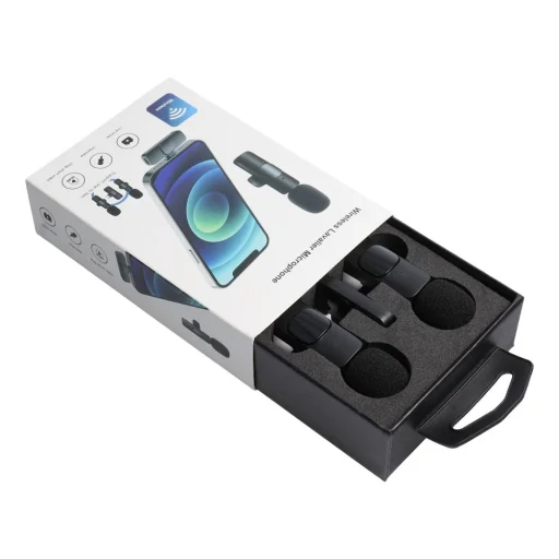 Vezeték nélküli lavalier mikrofon Lightning dupla (2 darabos szett) K1 fekete - 6