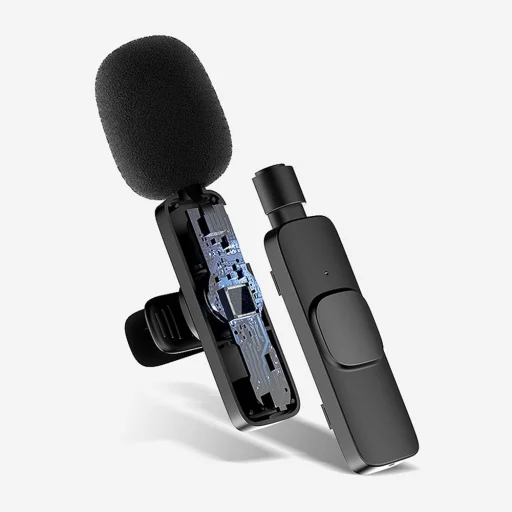 Vezeték nélküli lavalier mikrofon Lightning dupla (2 darabos szett) K1 fekete - 7
